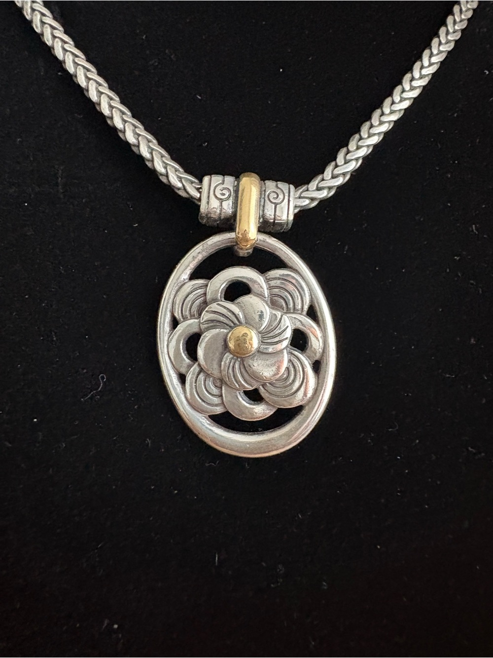 Brighton Silver & Gold-Tone Floral Pendant Necklace